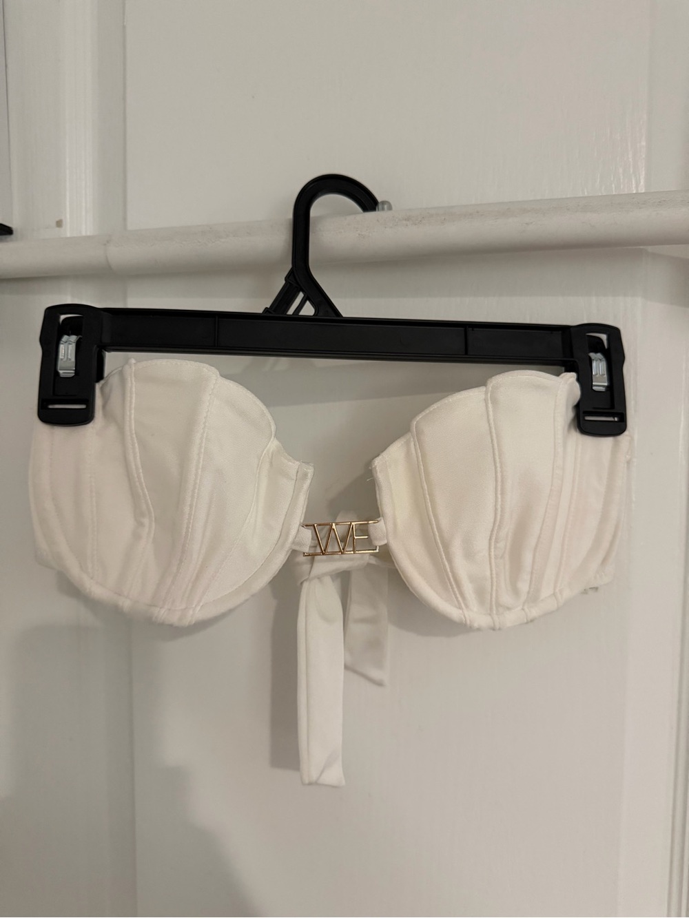 Wildfox White Strapless Bikini Top with Gold Logo Accent